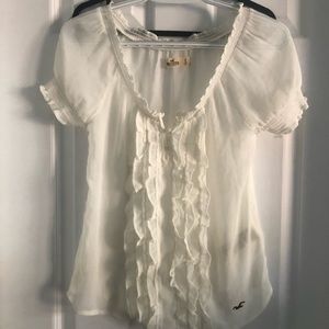 2/$20 Hollister white ruffle blouse